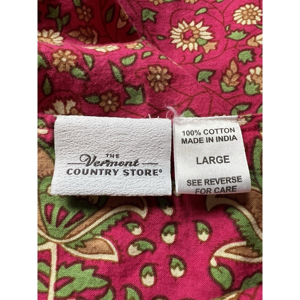Vermont Country Store Pink Floral Cotton Top Size Large Cottagecore Boho Spring - Picture 3 of 5